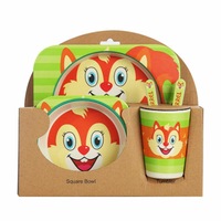set de masa si tacamuri pentru copii din fibra de bambus fiziotab kids - farfurie 2 compartimente cana bol furculita si lingurita serviciu de masa bebe set hranire 5 piese vesela mic dejun pranz cina veverita imagen 12_0_
0