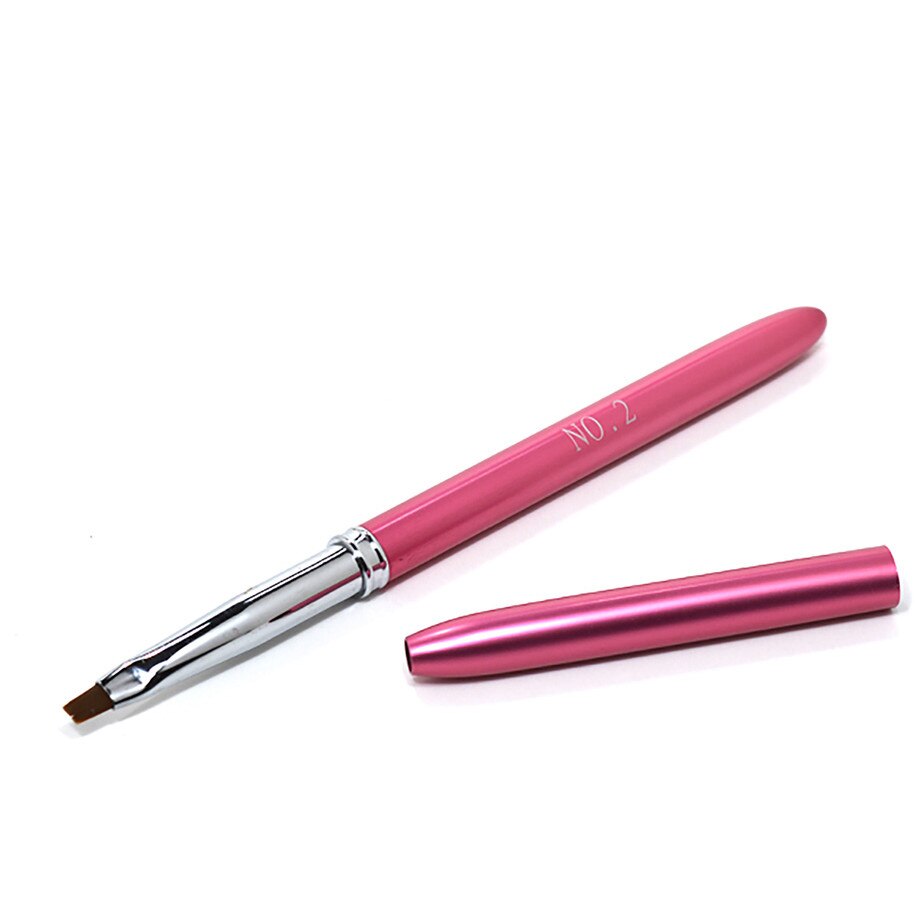 Pensula plata pentru unghii Z009-2, MoonbasaNails, Roz