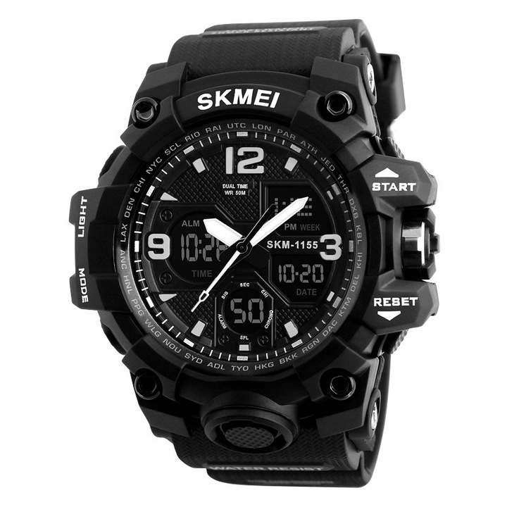Спортен мъжки часовник SKMEI Indestructible, Черен / Черен