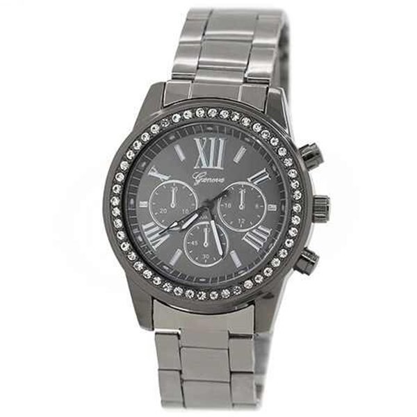 Ceas de dama Geneva metalic, negru, cutie eleganta cadou