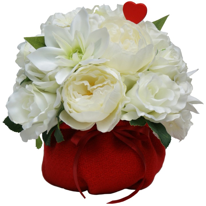 Aranjament cu flori artificiale BeatrixArt, Vis alb, 25x25x24 cm