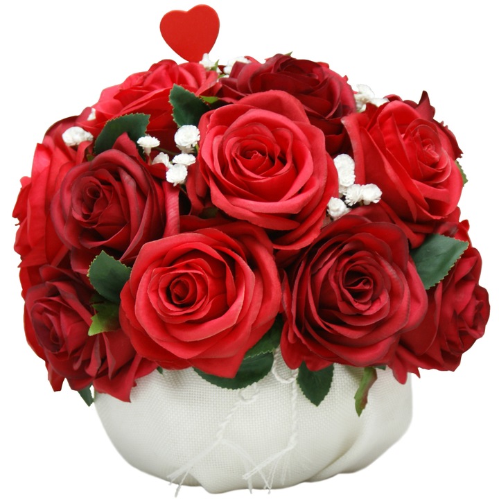 Aranjament cu flori artificiale BeatrixArt, Numai iubirea, 25x25x24 cm