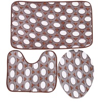 Set covoare baie, set 3 bucati, anti-alunecare Grunberg DM005 Maro