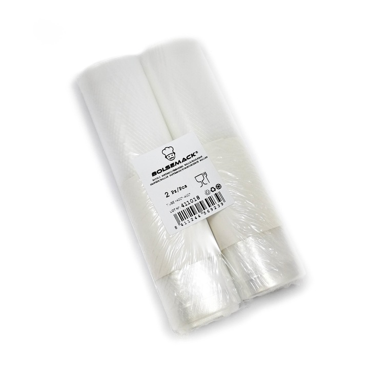 Set 2 pungi vidate pentru alimente, 30cm x 6m, transparent