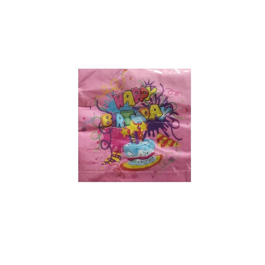 Set 20 servetele Happy birthday roz 33 x 33cm