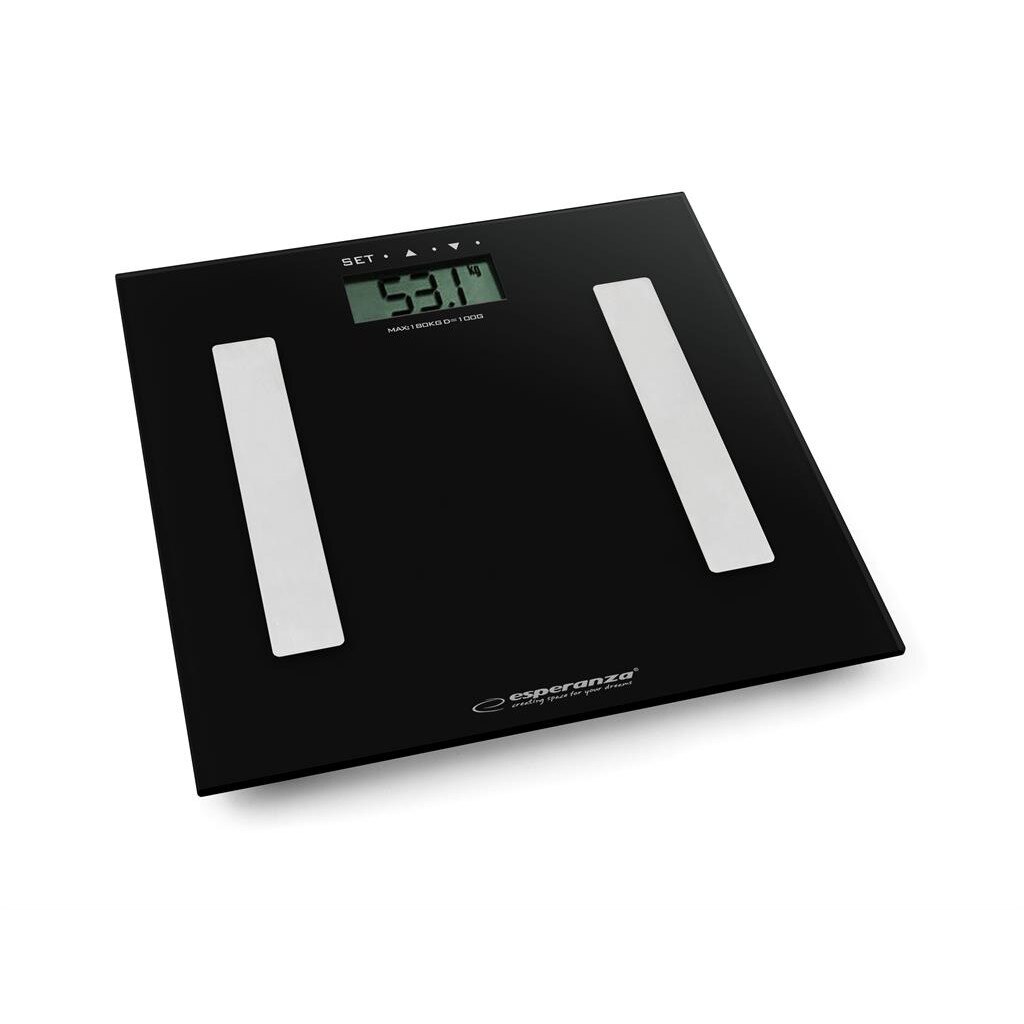 Cantar digital de baie Esperanza EBS003 Yoga, sticla, 180kg, Negru