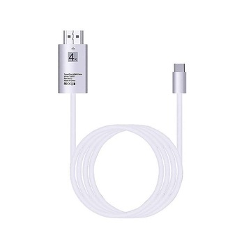 Cablu USB 3.1 Type C la HDMI 4K - Adaptor HUB de tip C pentru video HDMI 2 metri pentru Samsung Xiaomi si dispozitivele cu mufa Tip C, Alb, BBL667 Cablu USB 3.1 Type C la HDMI 4K - Adaptor HUB de tip C pentru video HDMI 2 metri pentru Samsung Xiaomi si dispozitivele cu mufa Tip C, Alb, BBL667