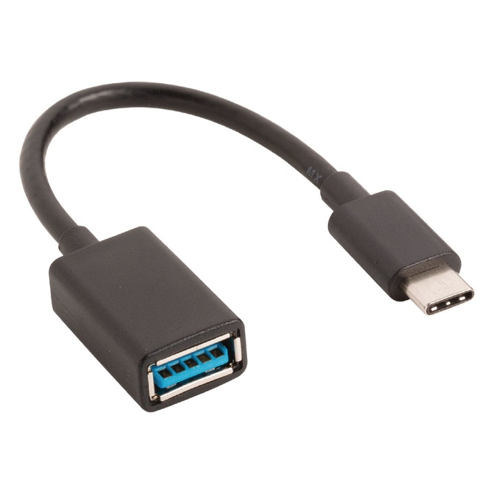 Adaptor cablu Valueline, USB C 3.0 tata - USB A mama, 0.2 m negru