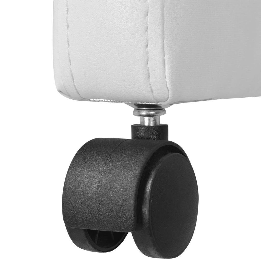 Set de 2 scaune de bucatarie cu cadru din lemn, vidaXL, Piele artificiala si umplutura cu spuma, Alb, 59 x 57.5 x 86.5 cm