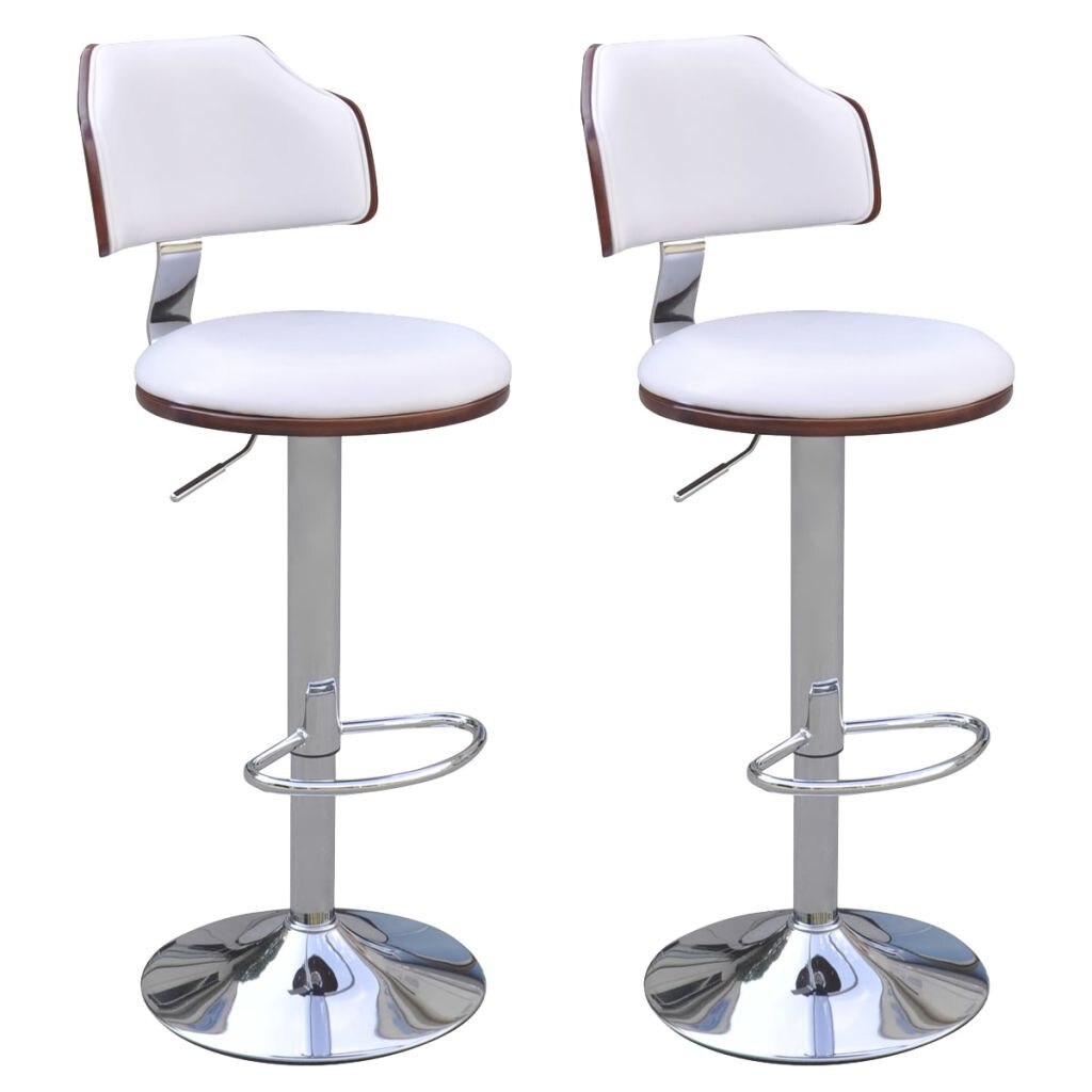 Set de 2 scaune de bar cu inaltime reglabila si spatar curbat, vidaXL, Negru, 41 x 47 x (91-111) cm