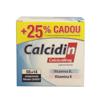 Calcidin 600mg 56 comprimate + 14 comprimate gratis prima recomandare pentru tratarea osteoporozei Calcidin 600mg 56 comprimate + 14 comprimate gratis prima recomandare pentru tratarea osteoporozei