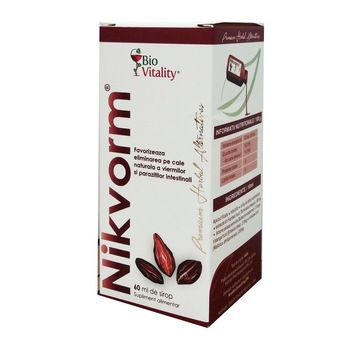 Nikvorm, impotriva parazitilor intestinali, Hishimo Pharmaceuticals Sirop 60 ml Nikvorm, impotriva parazitilor intestinali, Hishimo Pharmaceuticals Sirop 60 ml