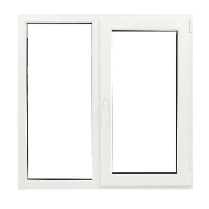 Fererastra PVC profil 6 camere, TECO, alba, 1160x1160 mm, profil T la mijloc, deschidere dreapta, oscilobatant