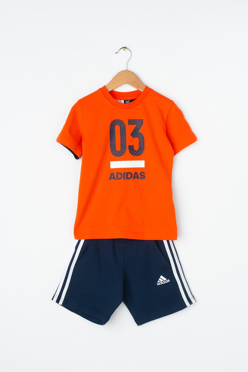 Adidas PERFORMANCE, Set de si pantaloni scurti, antrenament, Oranj/Bleumarin, 128 CM Standard - eMAG.ro