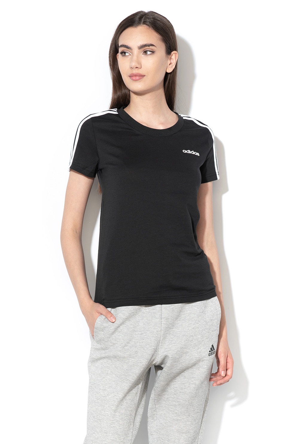 Adidas PERFORMANCE, Tricou slim fit cu logo cauciucat, pentru fitness, Negru, S