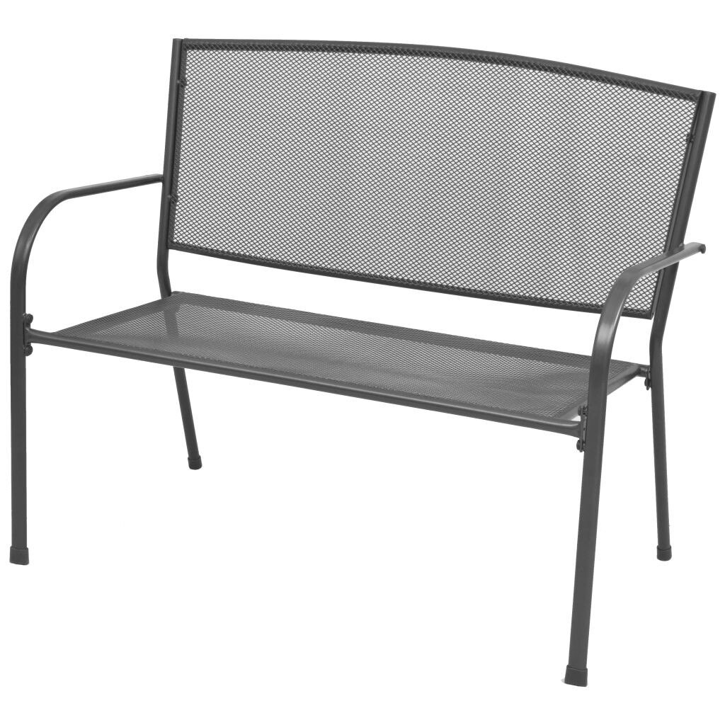 Banca de gradina din lasa de otel, vidaXL, Gri, 108 x 60 x 88 cm