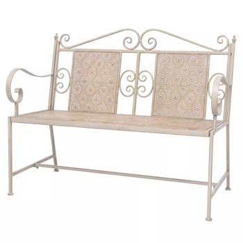 Banca de gradina, din otel, vidaXL, alb vintage, 115 x 58.5 x 93 cm Banca de gradina, din otel, vidaXL, alb vintage, 115 x 58.5 x 93 cm