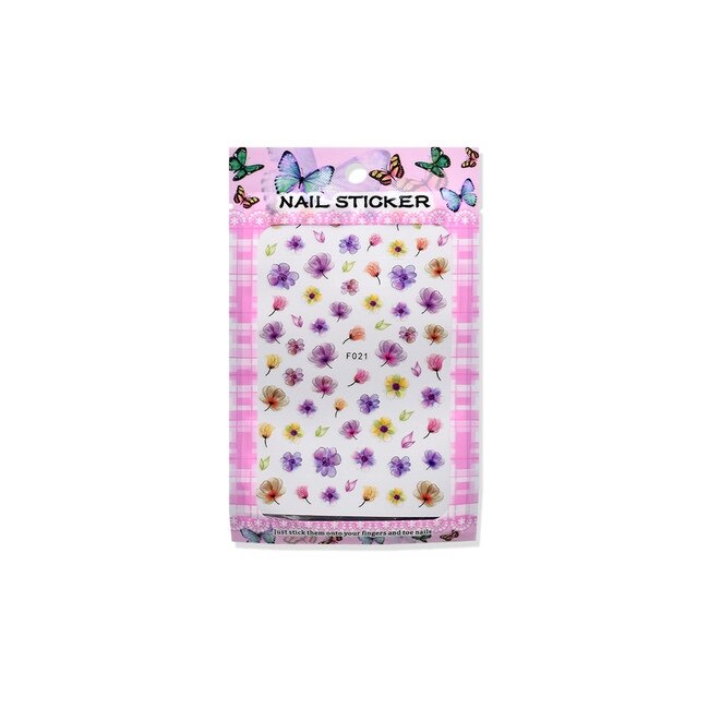 Stickere autoadezive pentru unghii MoonbasaNails, Model Flori colorate F021