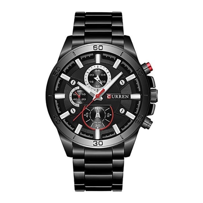 Ceas Barbatesc Quartz Curren Casual Elegant Negru-silver, CP99500NSR, curea din metal (zale), afisaj analog