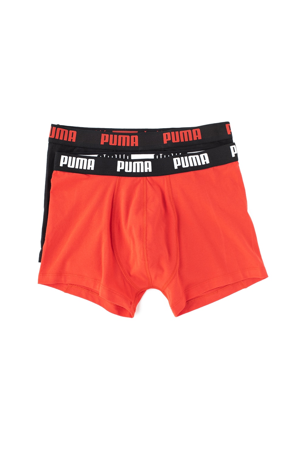 Puma, Set de boxeri cu banda cu logo in talie - 2 perechi, Rosu/Negru