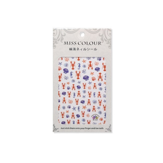 Stickere pentru unghii MoonbasaNails, R101, Model marin, Multicolor