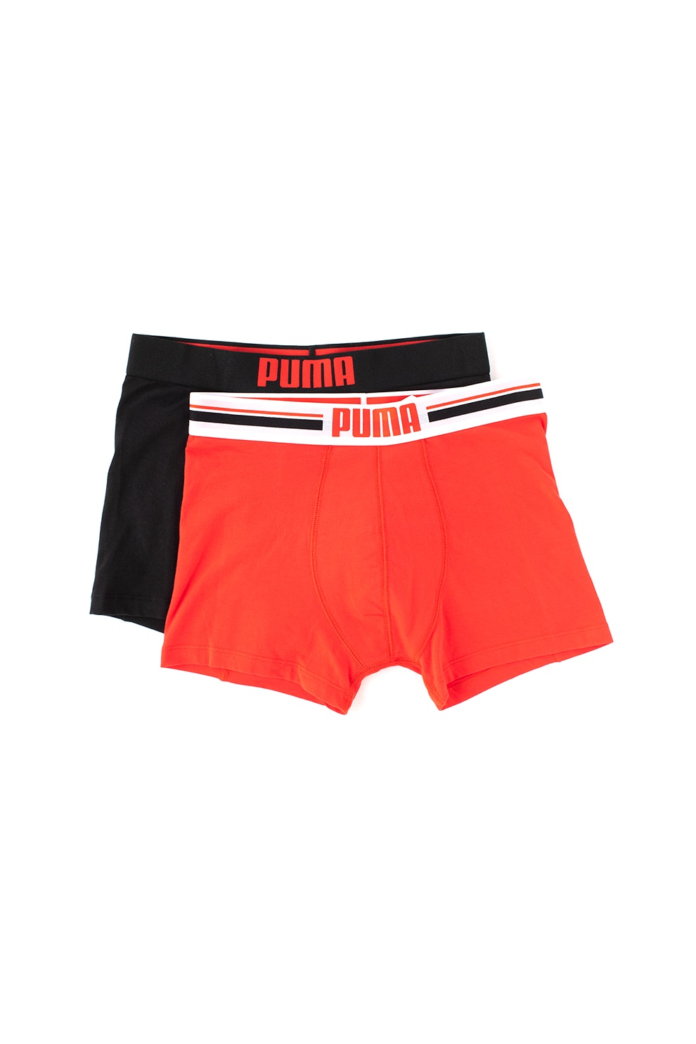Puma, Set de boxeri cu banda logo in talie - 2 perechi, Rosu/Negru/Alb
