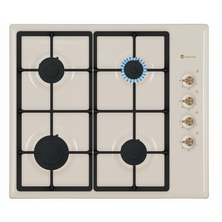 Pachet rustic incorporabil Dolce Vita Vintage cuptor electric si plita gaz, Studio Casa, Clasa energetica A, 6 functii, Grill, Ventilator, Gratare fonta, Crem