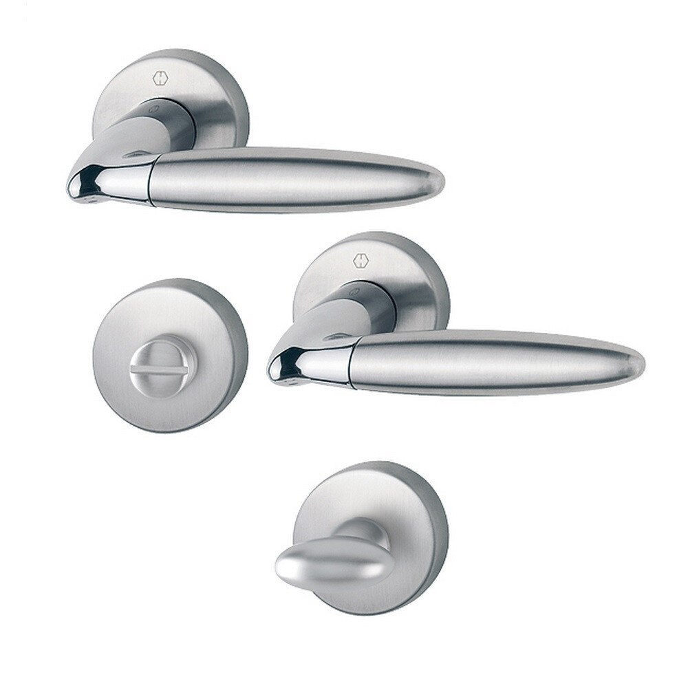 Set maner usa interior, Hoppe Athinai, cu rozeta pentru WC, material inox, 130 x 52 mm