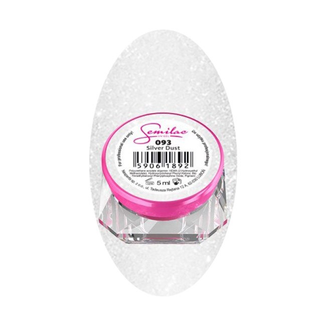 Gel UV color, Semilac, 5 ml, Silver Dust 093