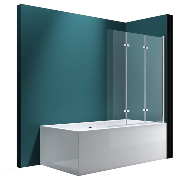 Paravan pliabil,130x140 cm, sticla 6 mm, pivotant 180°, montaj pe dreapta, EGO-116, tratament Nano Easy Clean