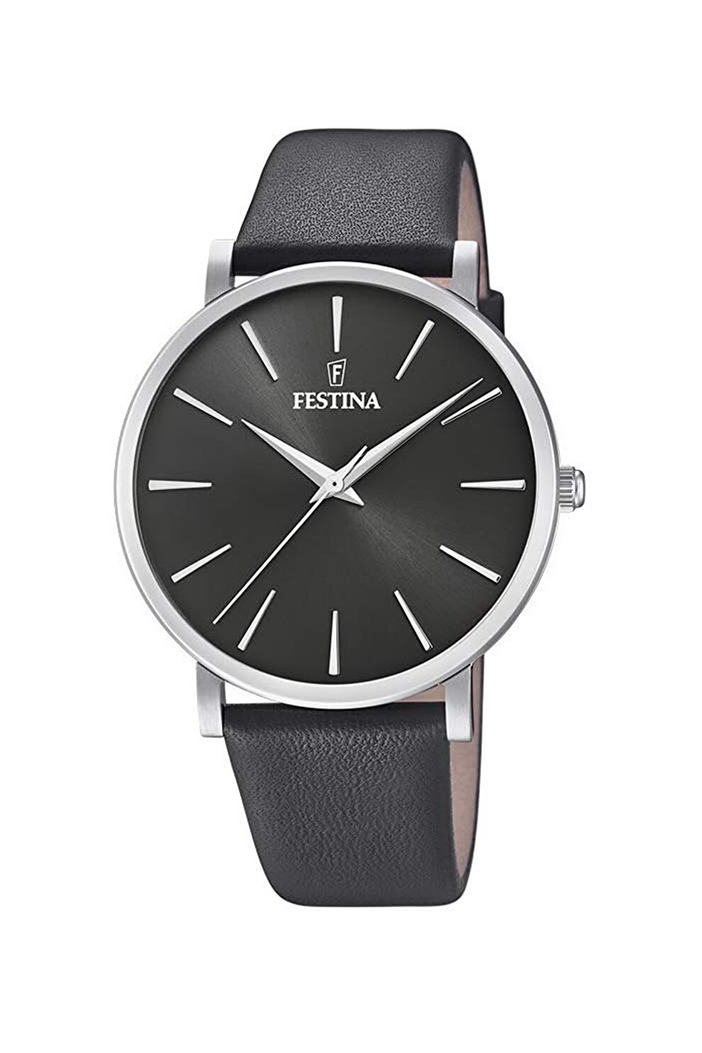 Festina,Ceas rotund cu o curea de piele, Negru