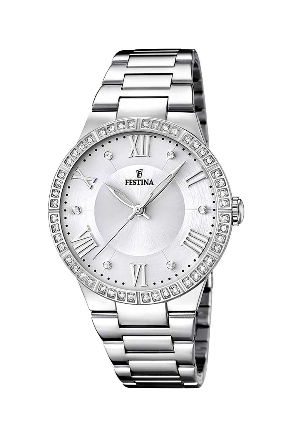 Festina, Ceas de otel inoxidabil decorat cu zirconia, Argintiu