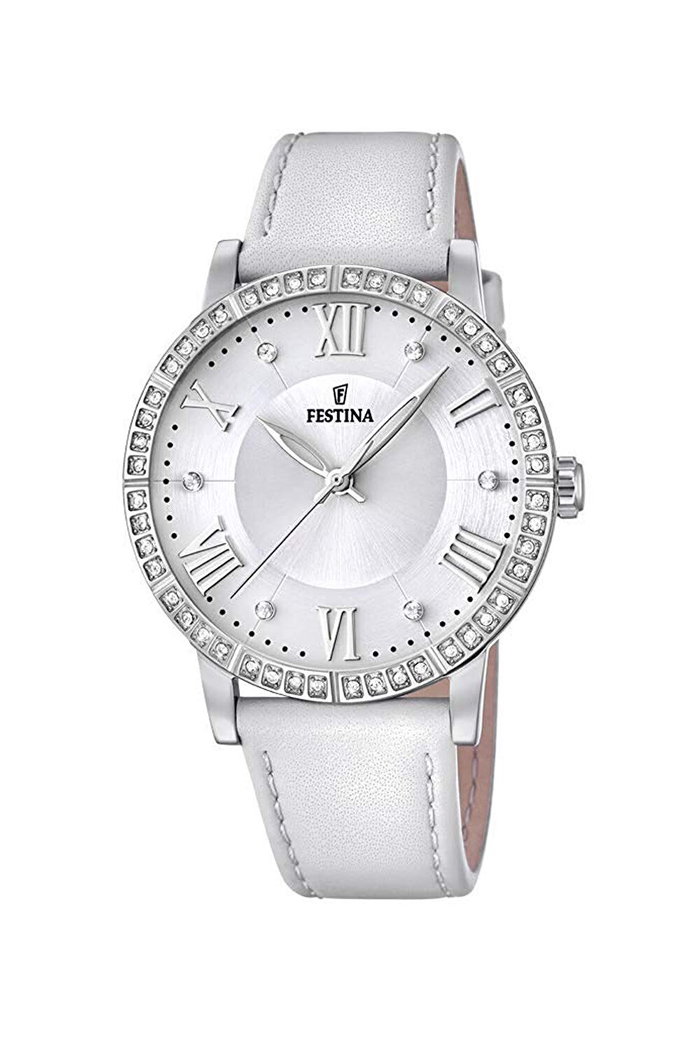 Festina,Ceas decorat cu cristale zirconia, Alb