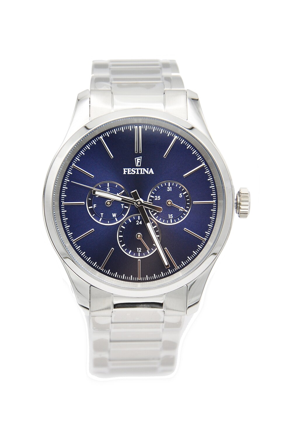 Festina, Ceas cu functii multiple si bratara metalica, Argintiu