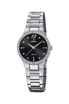 Festina, Ceas de otel inoxidabil decorat cu cristale, Argintiu Festina, Ceas de otel inoxidabil decorat cu cristale, Argintiu