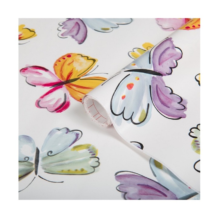 Autocolant Camera Copii, d-c-fix Papillon, Model Fluturi, Folie Autoadeziva, Rezistent la Zgarieturi, Aplicare Usoara pe Mobila, Usi, Dulapuri, Pereti, Ideal pentru Dormitor, Birou, 45x200 cm, Multicolor