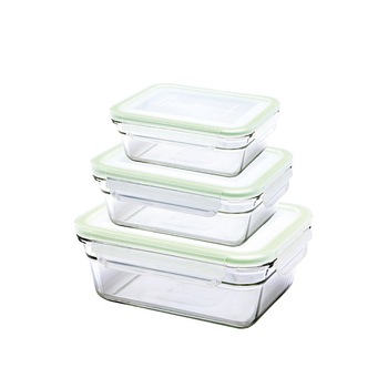 Set 3 caserole din sticla, dreptunghiulare - Glasslock Set 3 caserole din sticla, dreptunghiulare - Glasslock