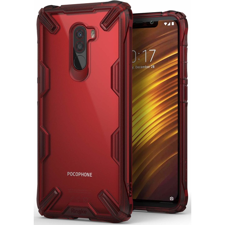 Ringke Fusion X Xiaomi Pocophone F1 mobiltelefon tok, Átlátszó / Piros