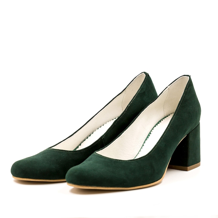 TUNGUS elegáns cipő ZÖLD természetes bőrből, 6 cm-es sarok,, Zöld