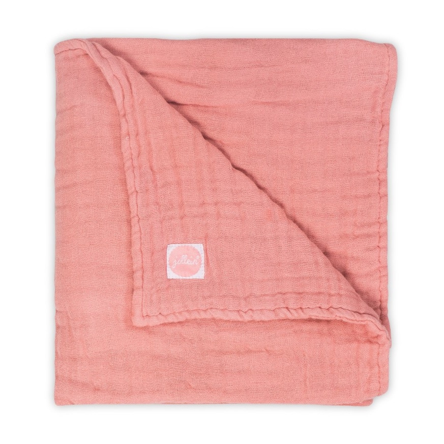 Paturica din muselina Jollein roz coral 75x100 cm