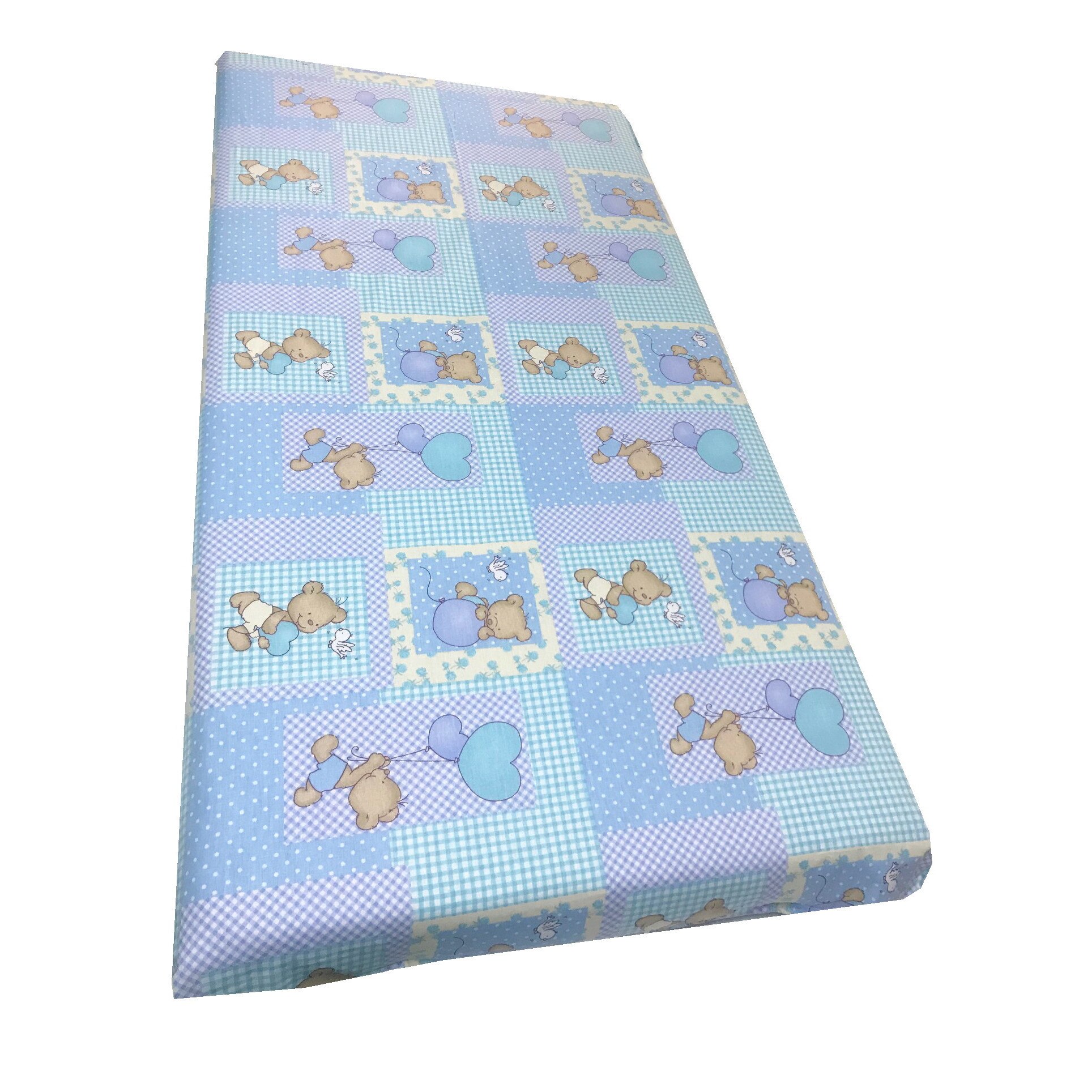 Cearsaf cu elastic roata pentru saltea 90x200 cm Deseda Ursi pe albastru