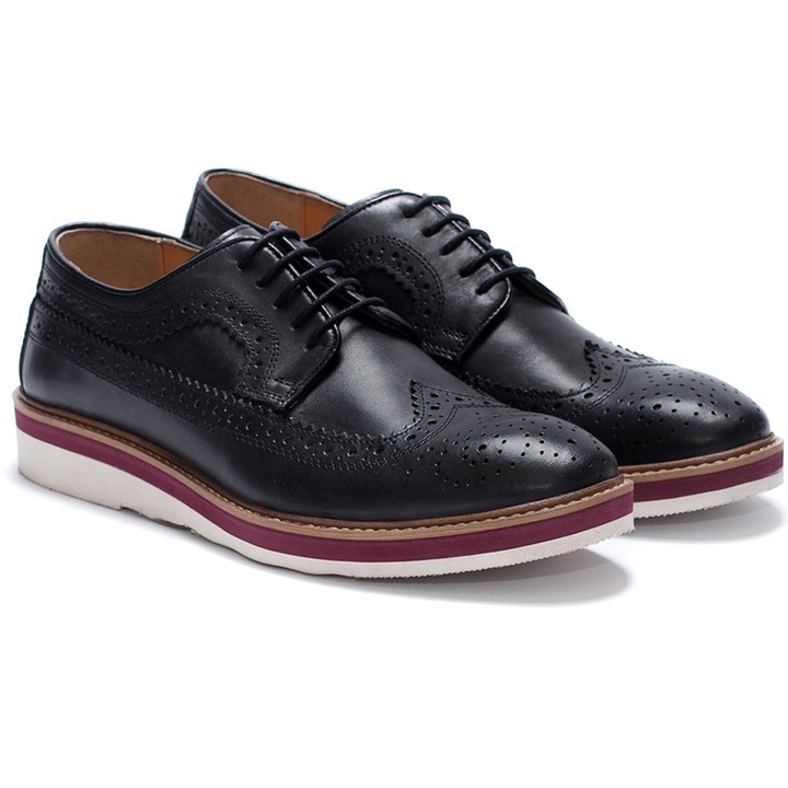 Pantofi barbati din piele naturala Leo 41, Negru