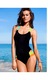 Costum De baie o piesa negru cu barete late colorate neon, Negru, M INTL, Costum intreg