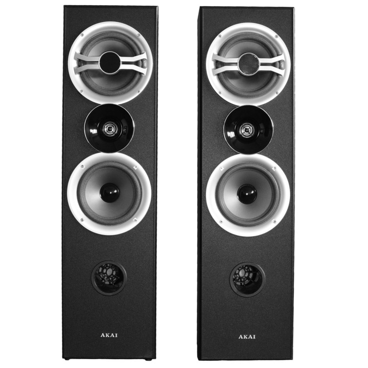 Комплект активни колони AKAI, с Bluetooth и USB порт, FM радио, 90 dB, мощност 90W, Черни