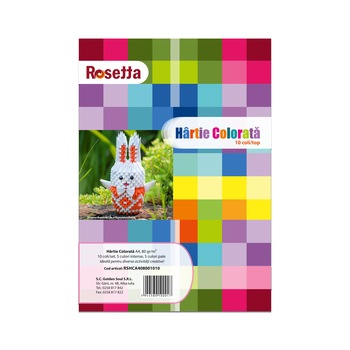 Hartie colorata A4 Rosetta 80 gr, 10 culori/set Hartie colorata A4 Rosetta 80 gr, 10 culori/set