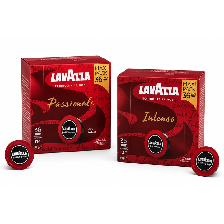 Pachet Promo Lavazza A Modo Mio Passionale, Intenso, 72 capsule