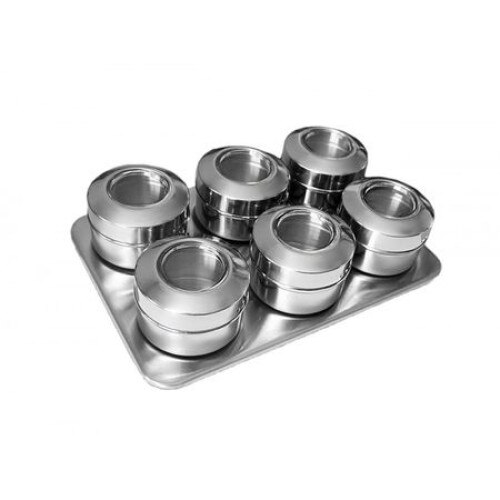 Set depozitare condimente magnetice, inox, 7 piese, Rainstahl