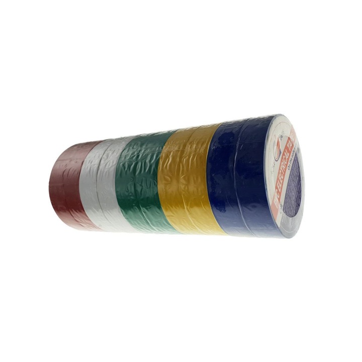 Banda izolatoare PVC11MMC, 11m lungime,19mm latime,0,18mm grosime,mix culori,10buc/set