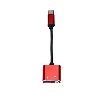 Adaptor 2in1Bibilel, casti si charger, USB Type C, 3,5 mm jack, Splitter, Rosu, BBL665 Adaptor 2in1Bibilel, casti si charger, USB Type C, 3,5 mm jack, Splitter, Rosu, BBL665