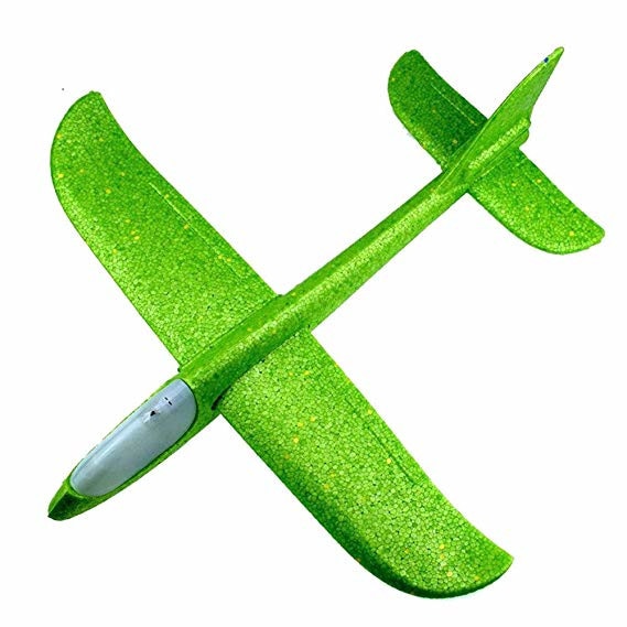 Avion planor din polistiren cu LED , Verde , lungime 30 cm , Vision